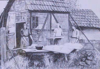 Gemälde Altes Backhaus aus der Werkgruppe Alte Berufe von Dieter Schönberg