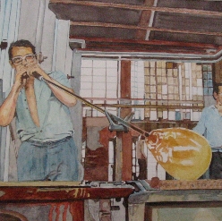 Gemälde Glasbläser aus der Werkgruppe Alte Berufe von Dieter Schönberg