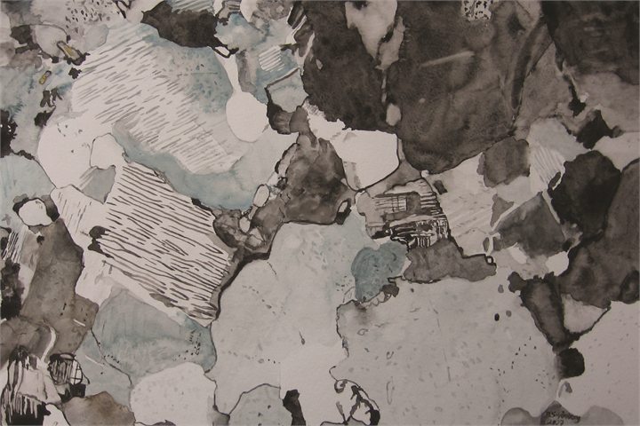 Petrographisches Gemälde Granulit nach einem Gestein aus Waldhers, Waldviertel, von Dieter Schönberg