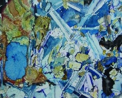 Petrographisches Gemälde nach Alkali-Olivin-Basalt vom Südbruch der Blauen Kuppe
