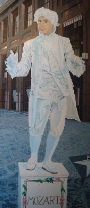 Gemälde einer als Mozart dargestellten Pantomime in Wien